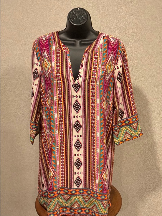 Gibson Latimer Dresses & Skirts - Gibson Latimer Multicolor Aztec-Print Mini Dress — Pink, Turquoise, Orange